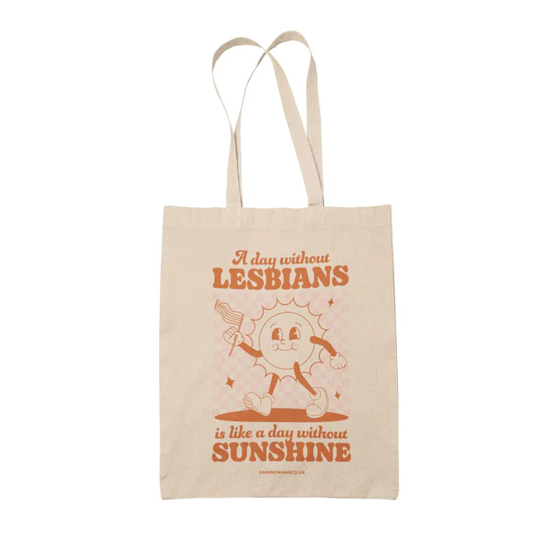 A Day Without Lesbians is Like a Day Without Sunshine Retro Tote Bag - Image 2
