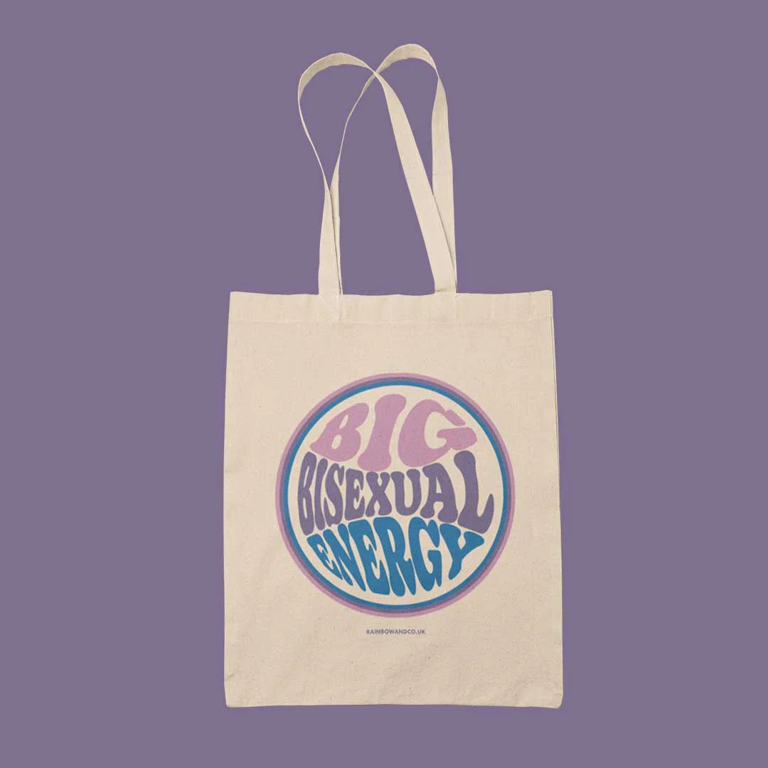 Big Bisexual Energy Retro Tote Bag - Image 3