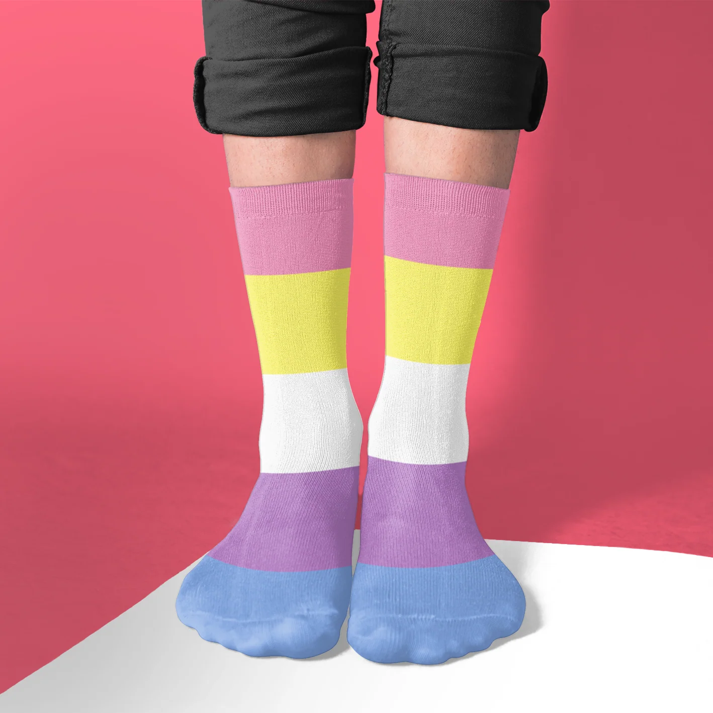 Bigender Pride Flag Tube Socks - Image 2