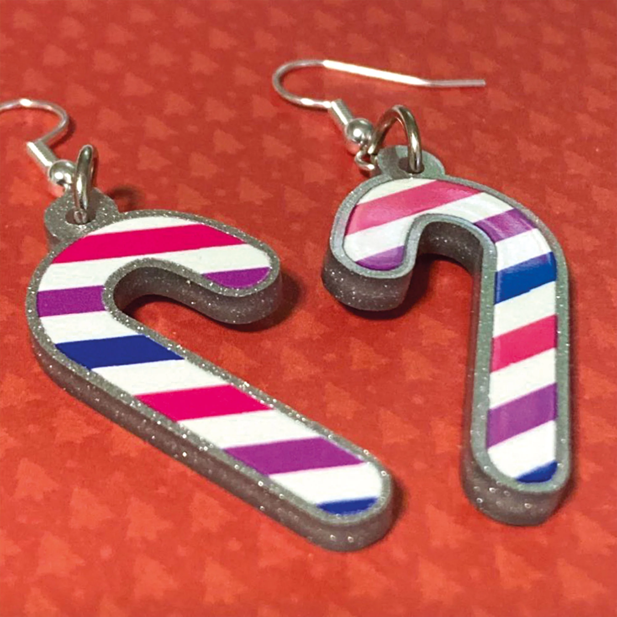 Bisexual Candy Cane Christmas Earrings - Image 2
