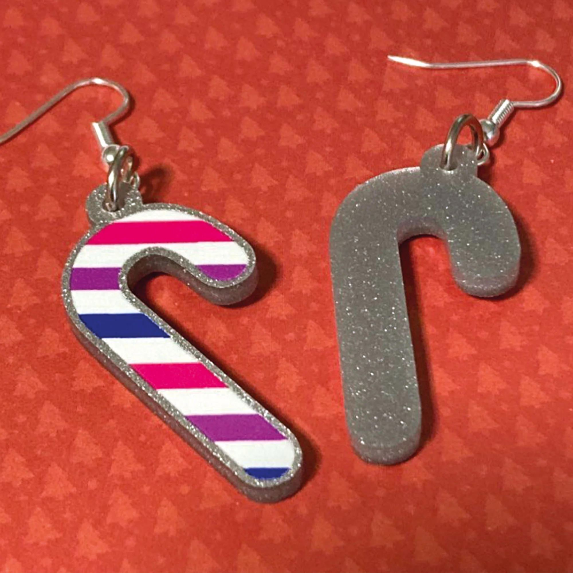 Bisexual Candy Cane Christmas Earrings - Image 3