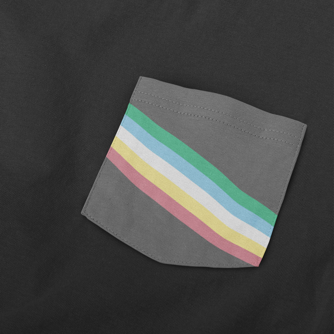 Disability Pride Flag Pocket T Shirt - Image 2