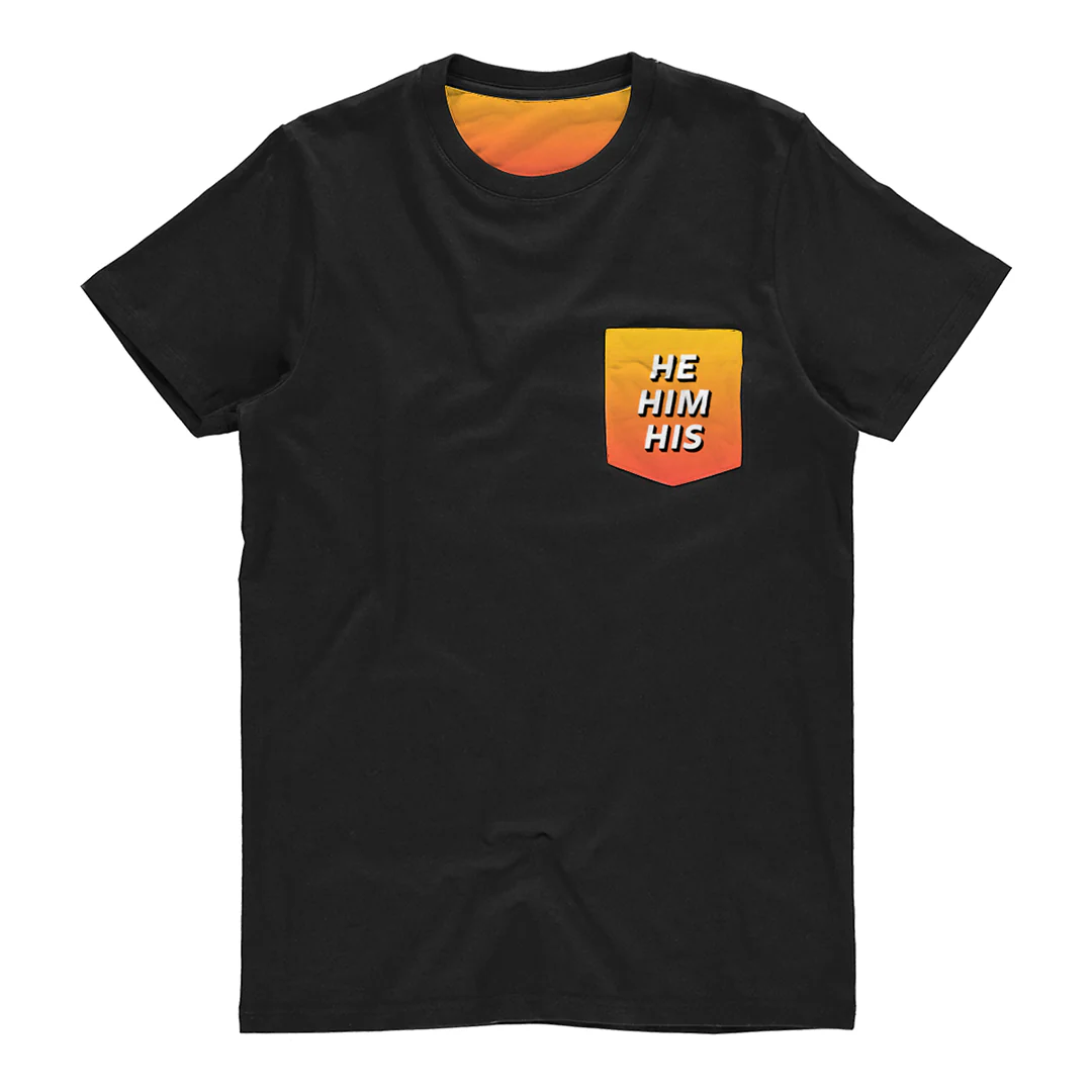 He Him Pronoun Pocket T Shirt - Image 2