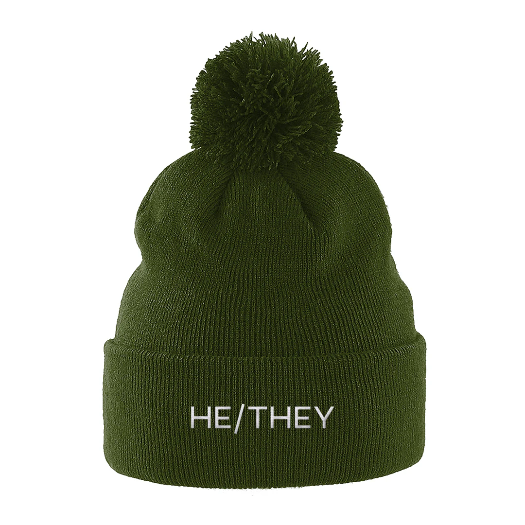 He/They Pronouns Beanie Hat - Image 2