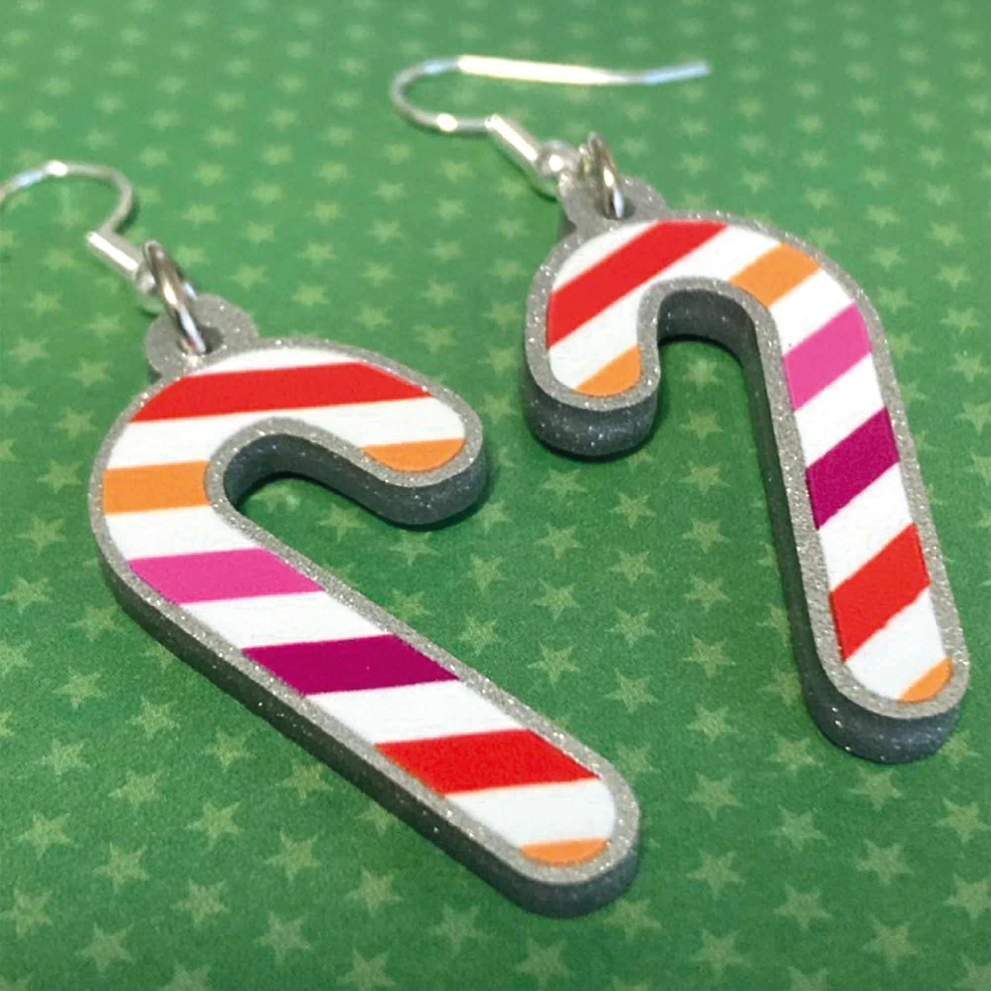 Lesbian Candy Cane Christmas Earrings - Image 2