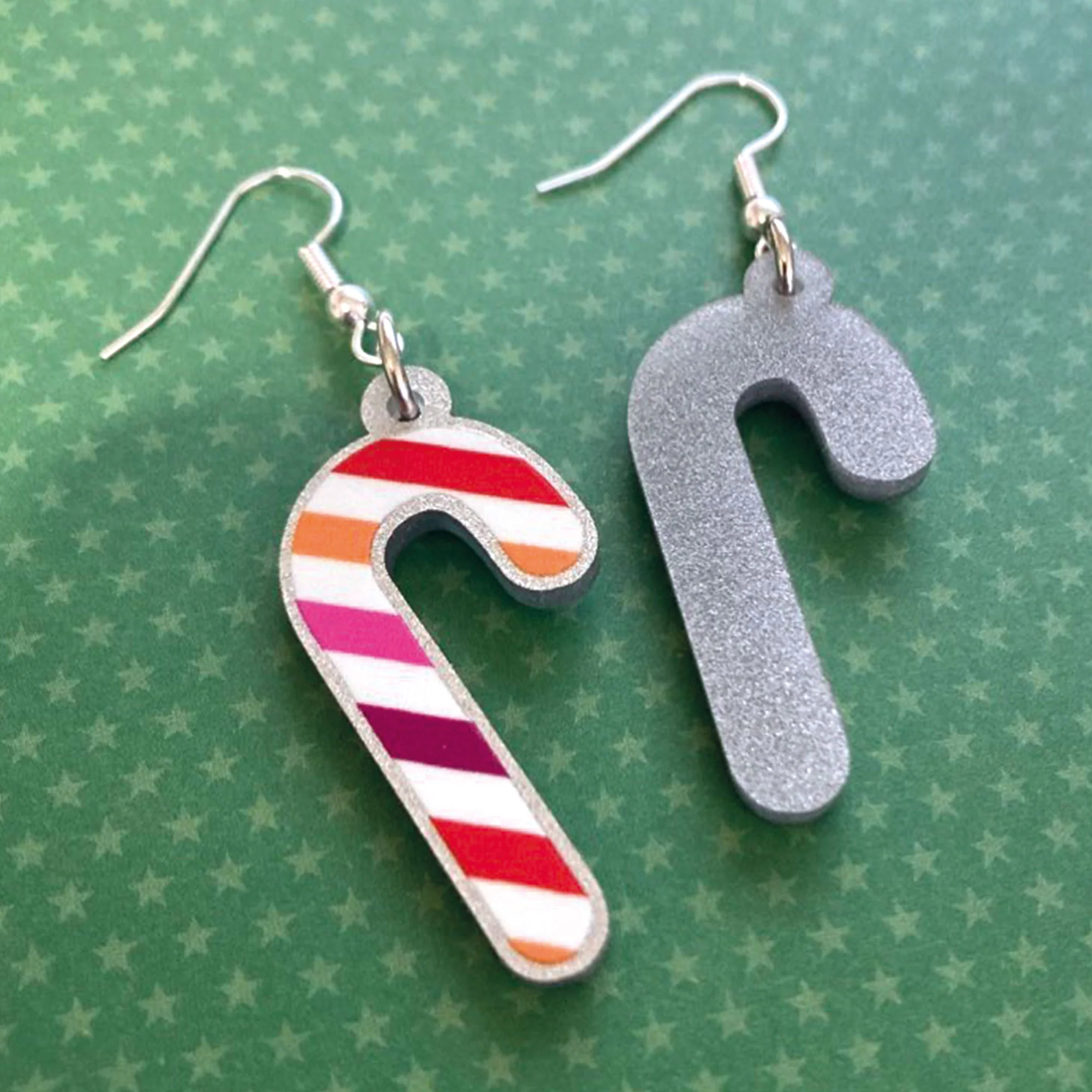 Lesbian Candy Cane Christmas Earrings - Image 3
