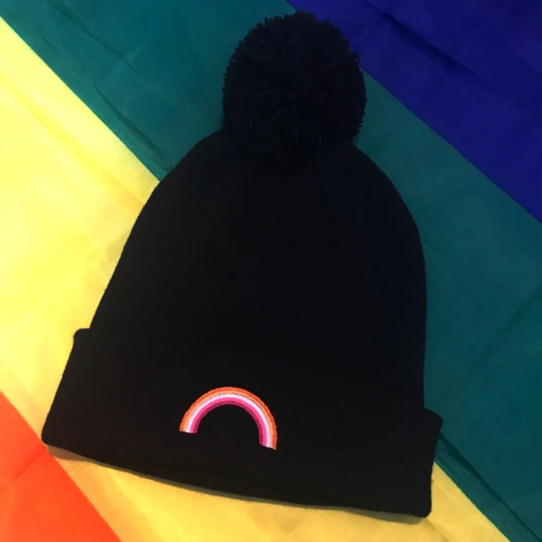 Lesbian Rainbow Beanie Hat - Image 3