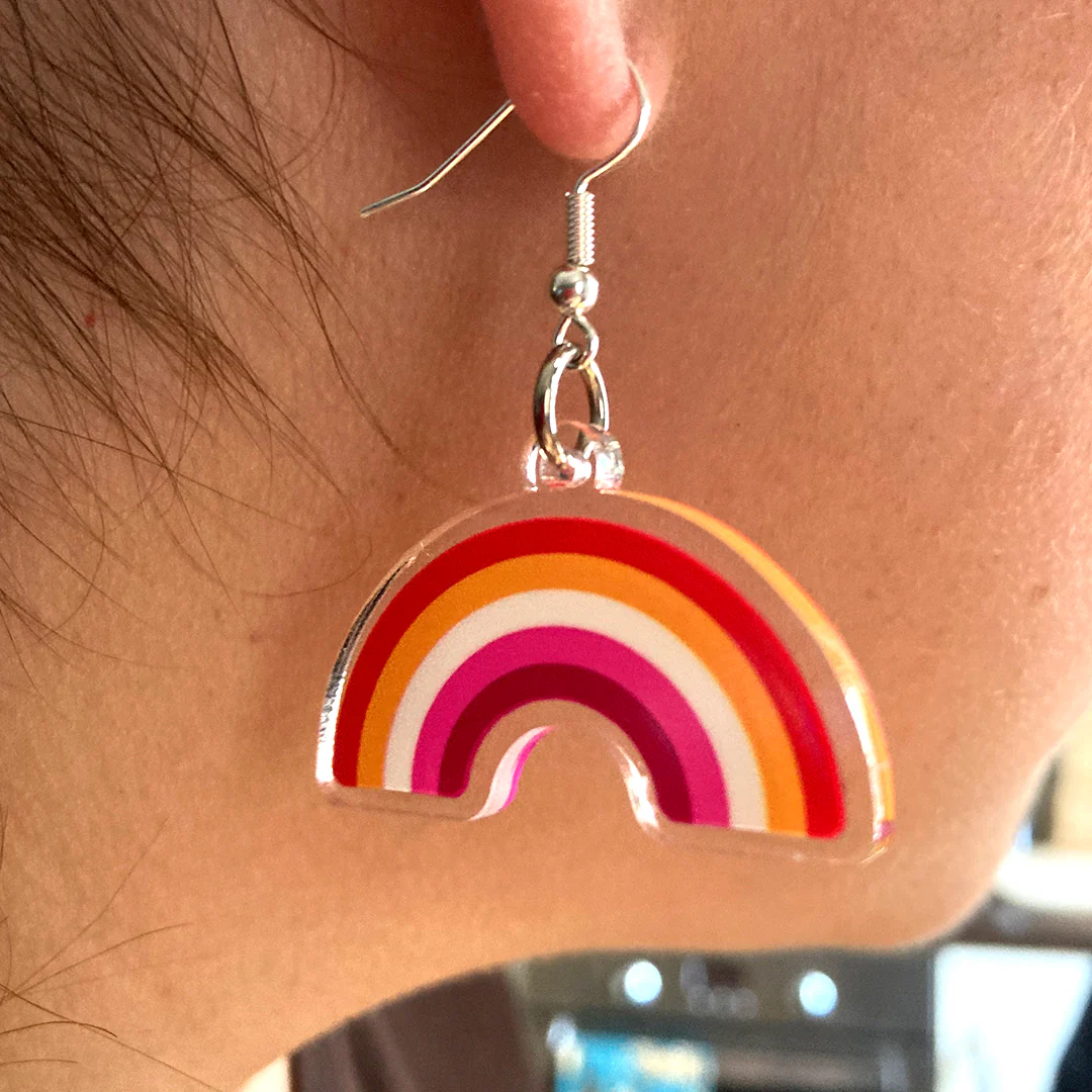 Lesbian Rainbow Pride Earrings - Image 2
