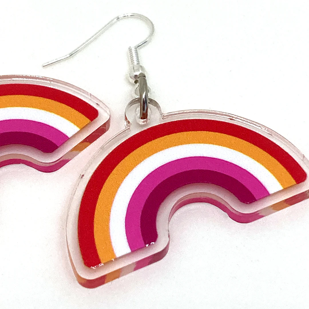 Lesbian Rainbow Pride Earrings - Image 3