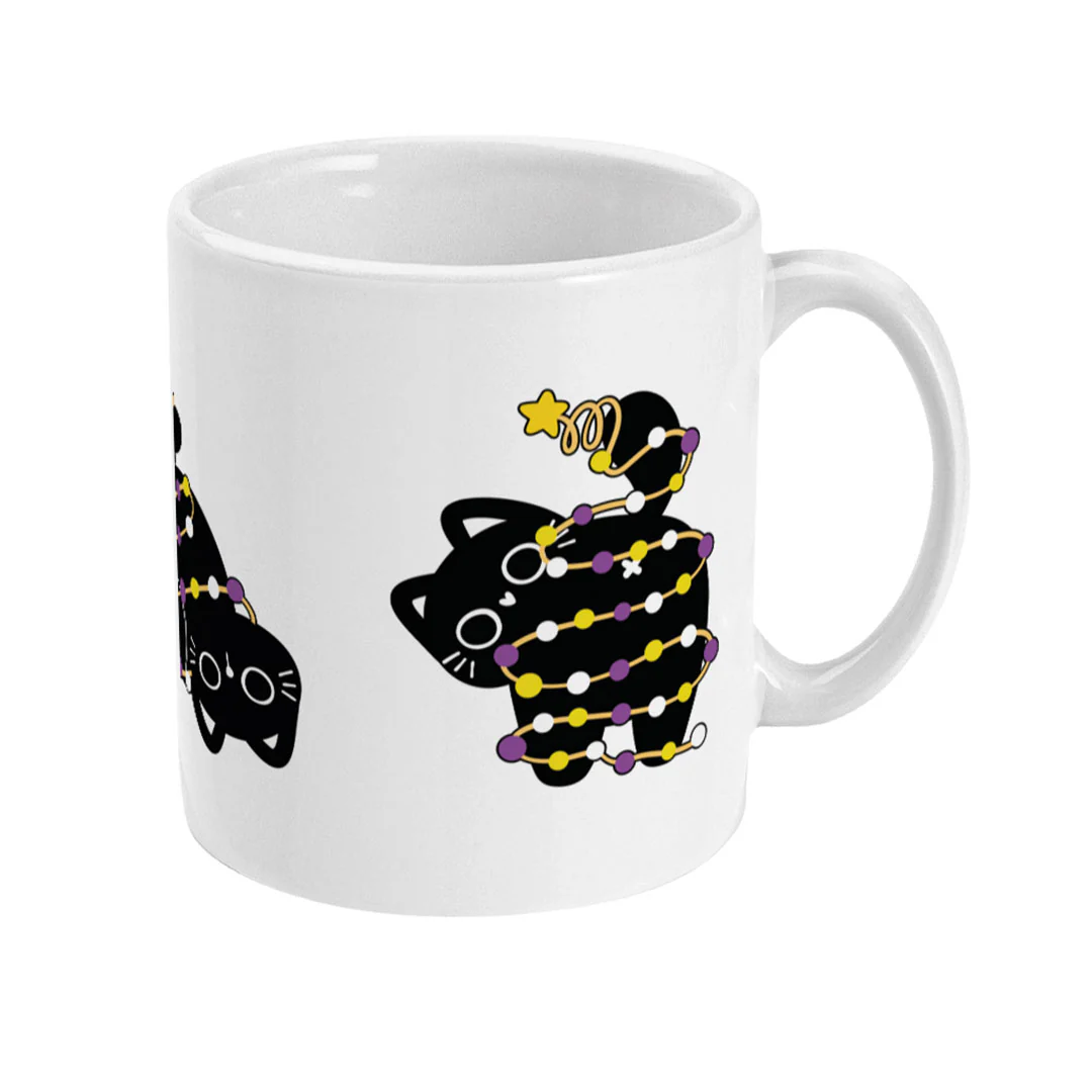 Non Binary Cat Christmas Coffee Mug - Image 3