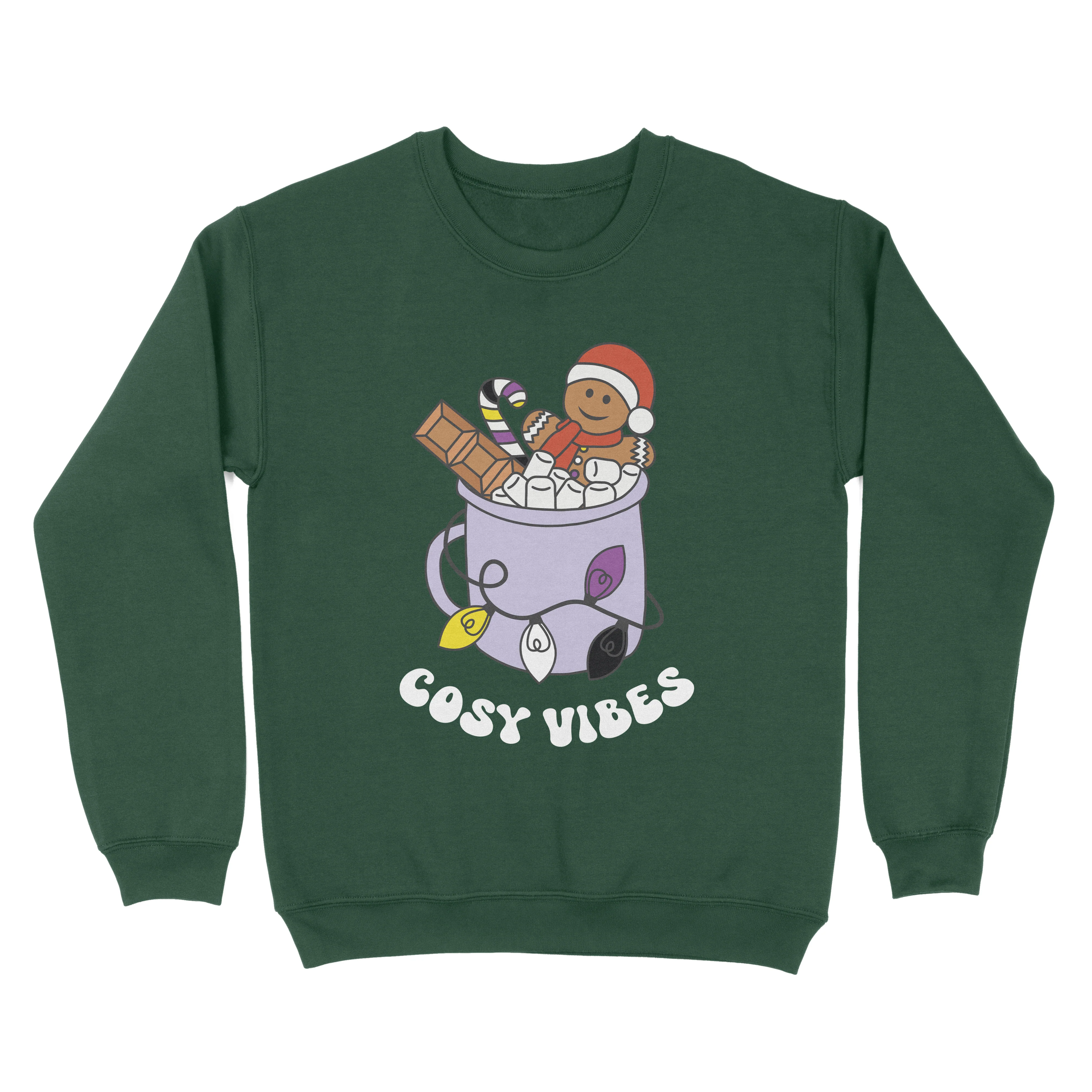 Non Binary Cosy Vibes Subtle Pride Christmas Jumper - Image 3