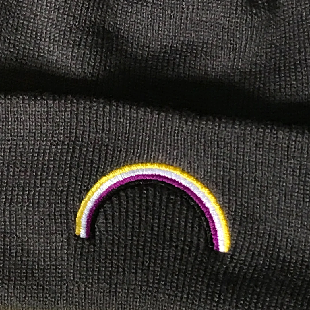 Non Binary Rainbow Beanie Hat - Image 2