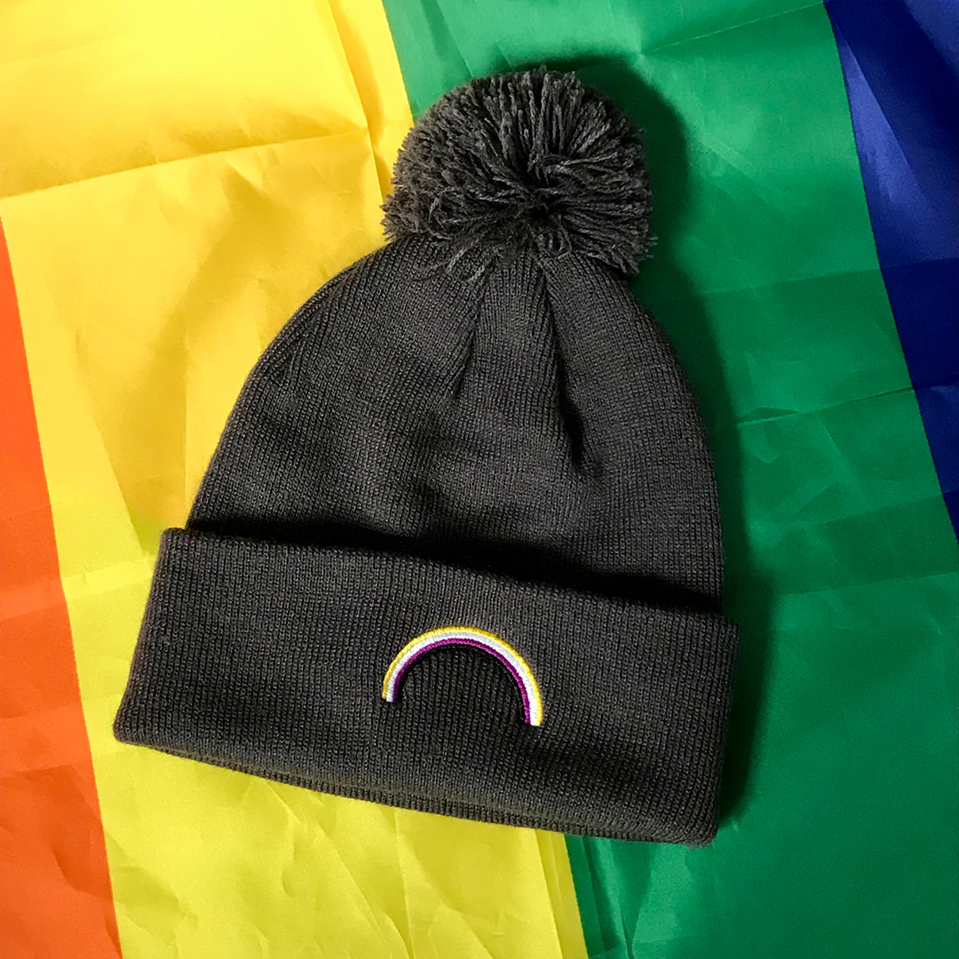 Non Binary Rainbow Beanie Hat - Image 3
