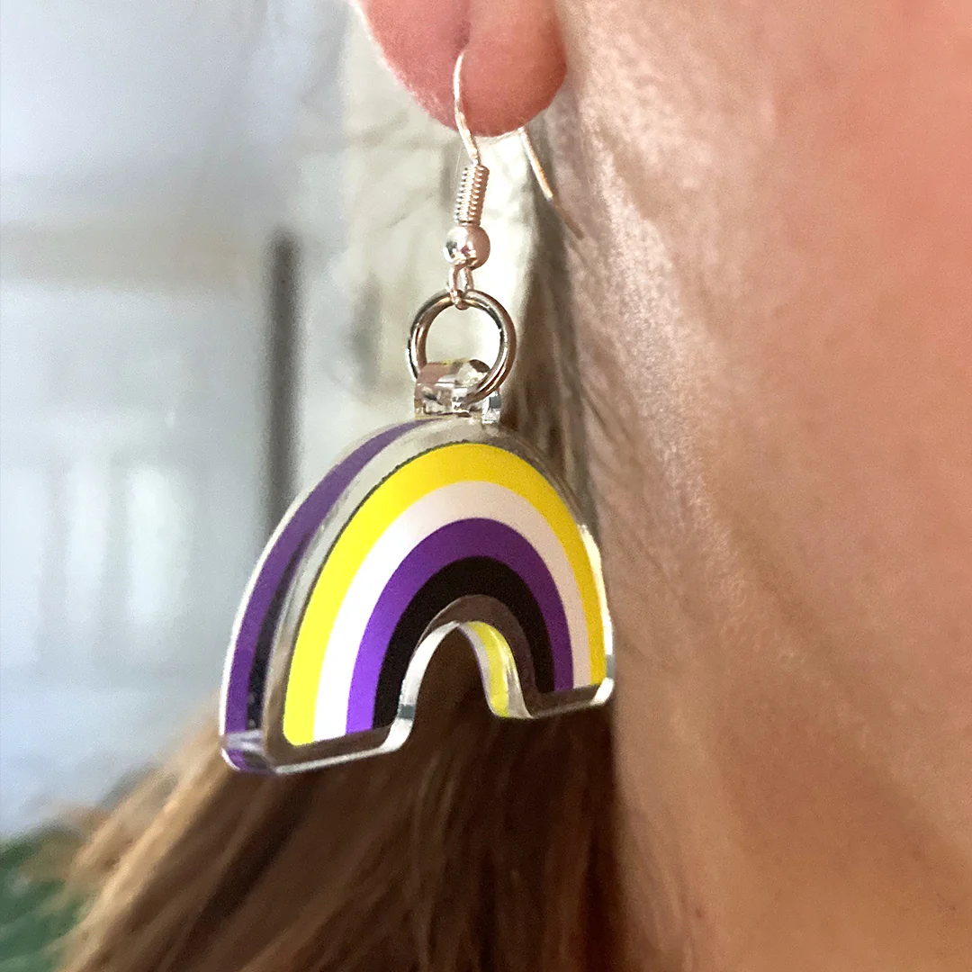 Non Binary Rainbow Pride Earrings - Image 2