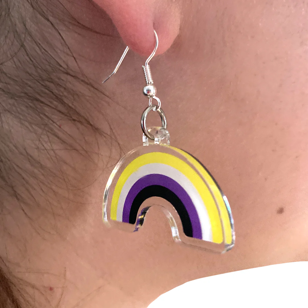 Non Binary Rainbow Pride Earrings - Image 3