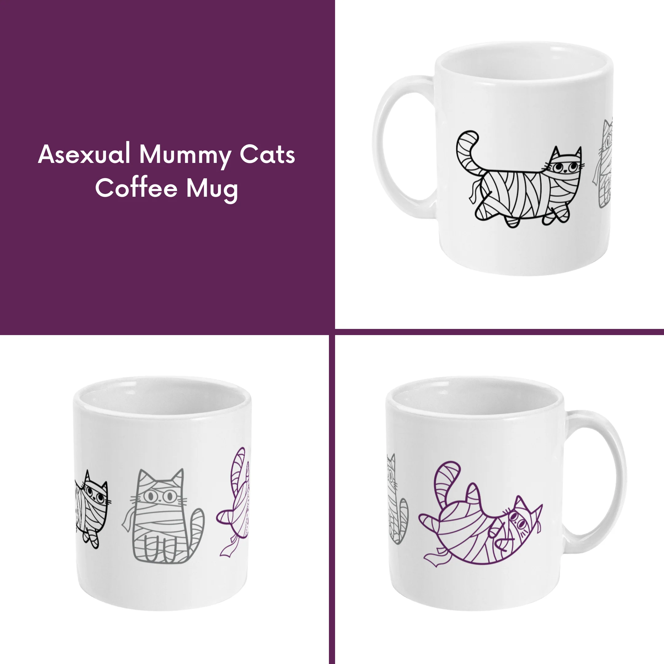 Subtle Pride Halloween Mummy Cats Coffee Mug - Image 4