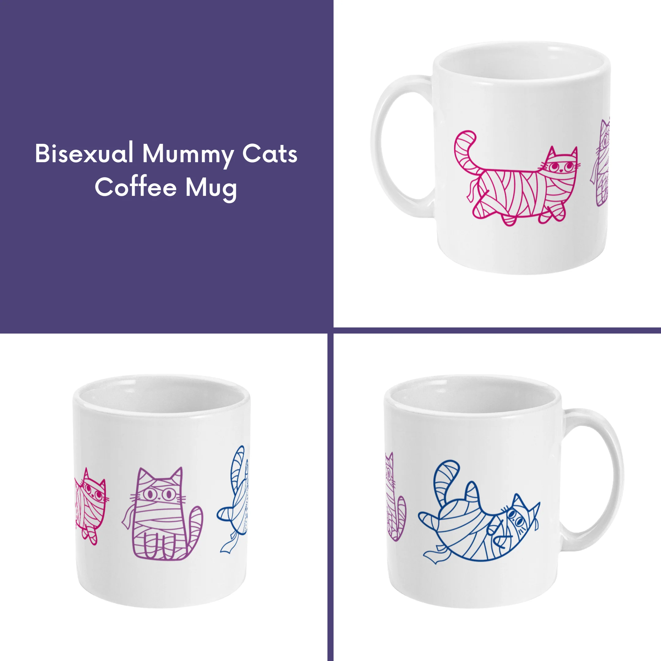Subtle Pride Halloween Mummy Cats Coffee Mug - Image 5