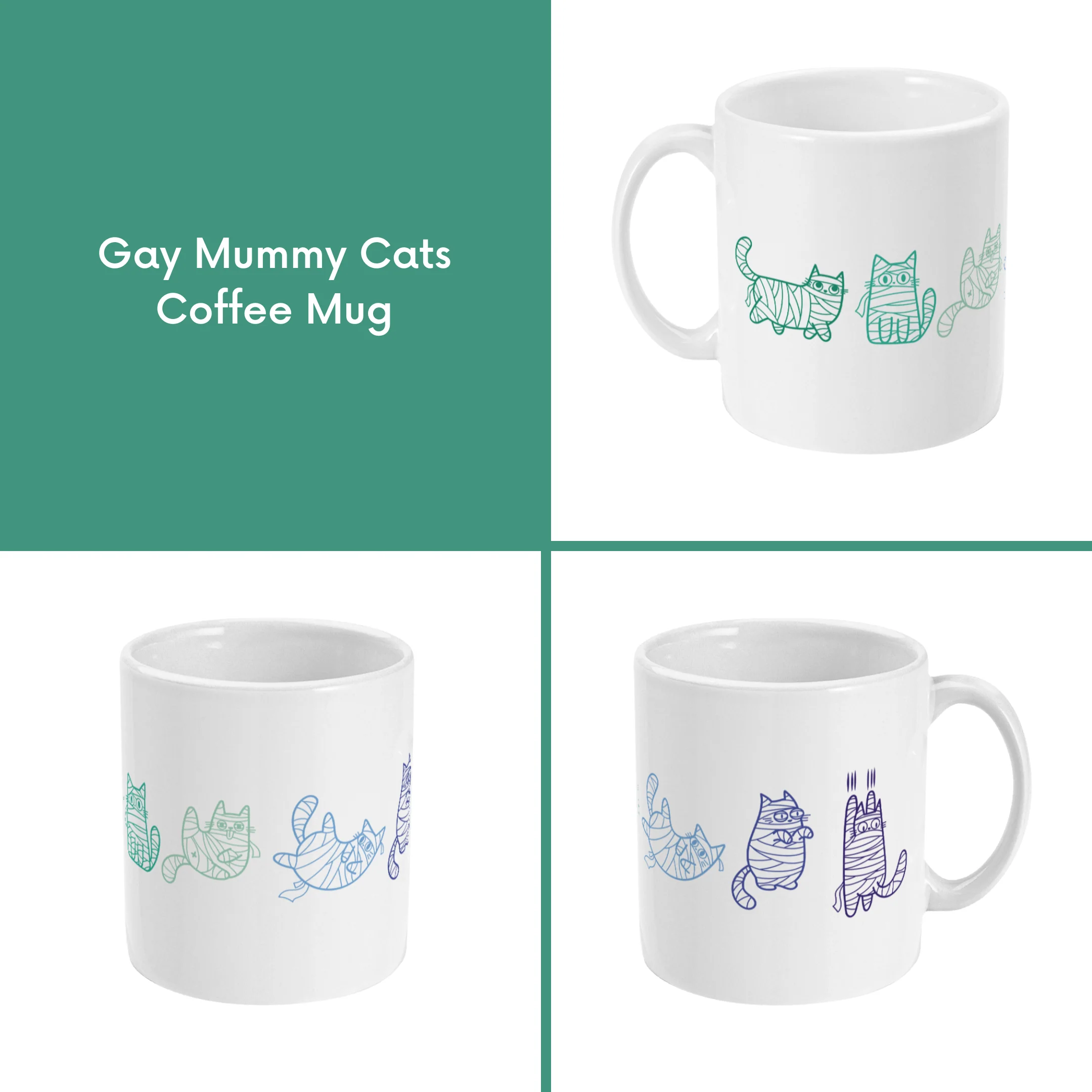 Subtle Pride Halloween Mummy Cats Coffee Mug - Image 6