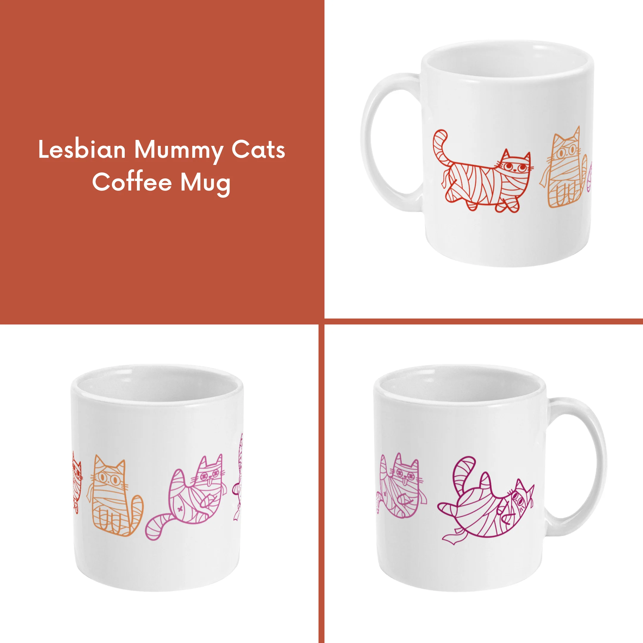 Subtle Pride Halloween Mummy Cats Coffee Mug - Image 7