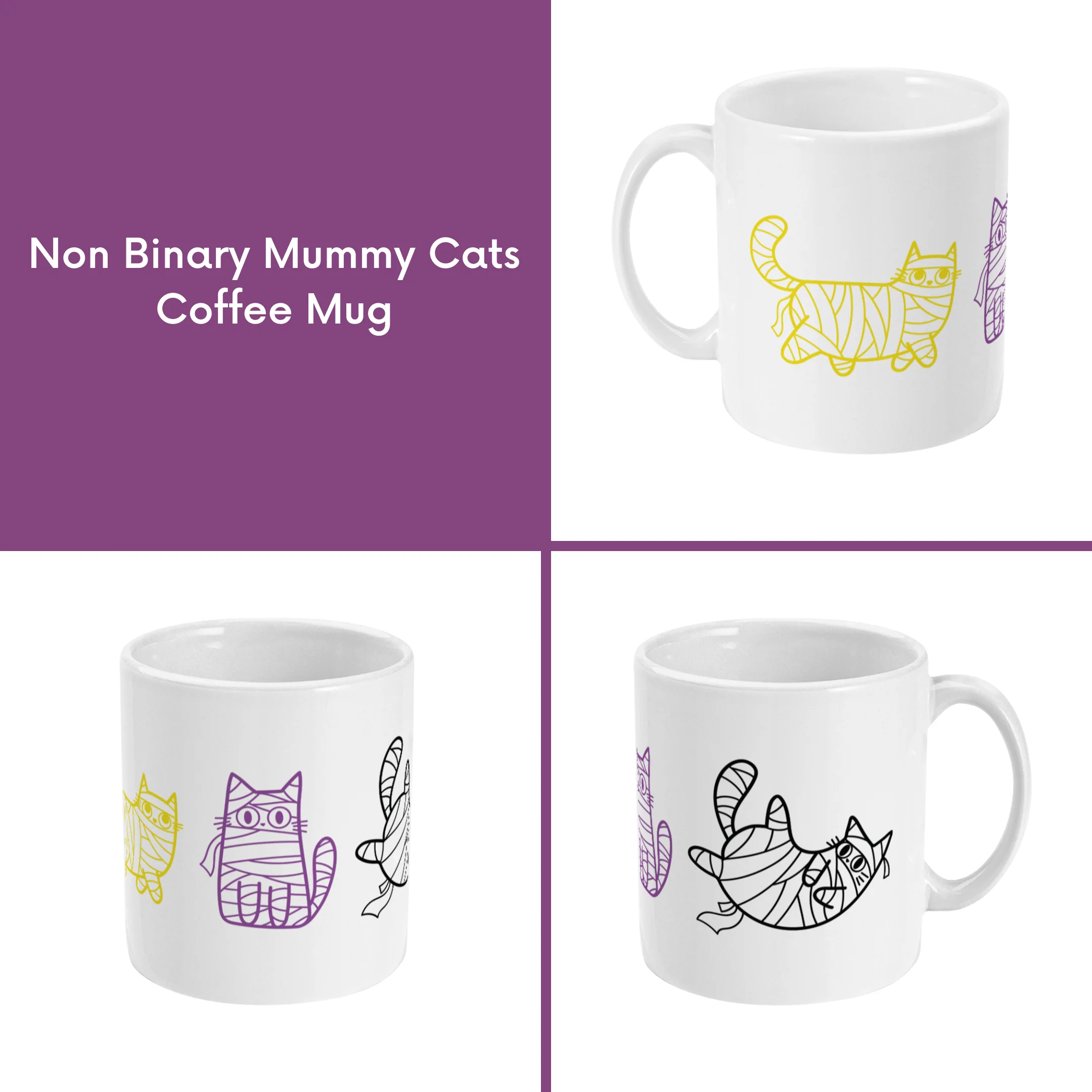 Subtle Pride Halloween Mummy Cats Coffee Mug - Image 8