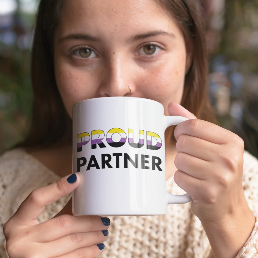 Proud Partner - Non Binary Flag Mug - Image 2