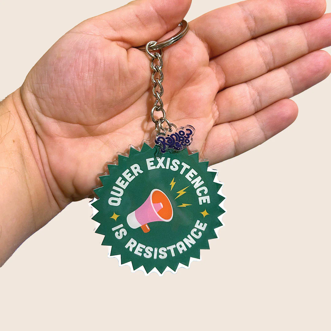 Queer Existence is Resistance Keychain - Image 2