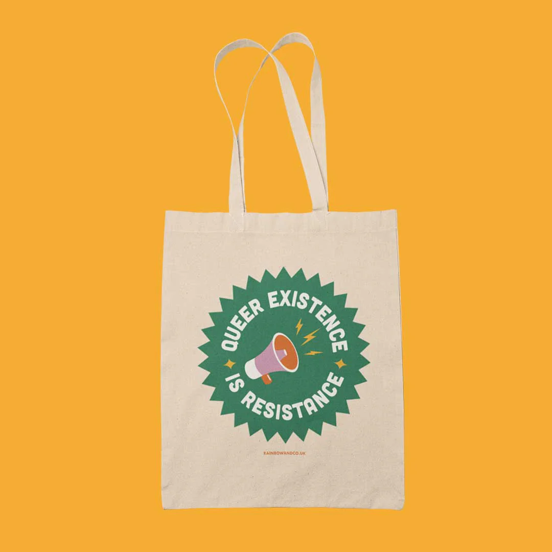Queer Existence is Resistance Retro Tote Bag - Image 3