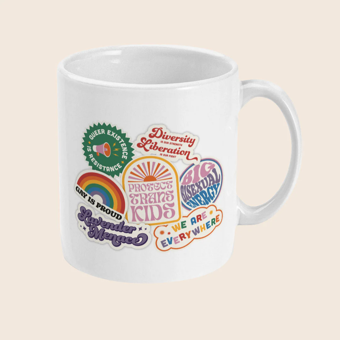 Queer Retro Badges Coffee Mug - Image 3