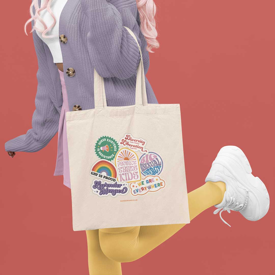 Queer Retro Badges Tote Bag - Image 2