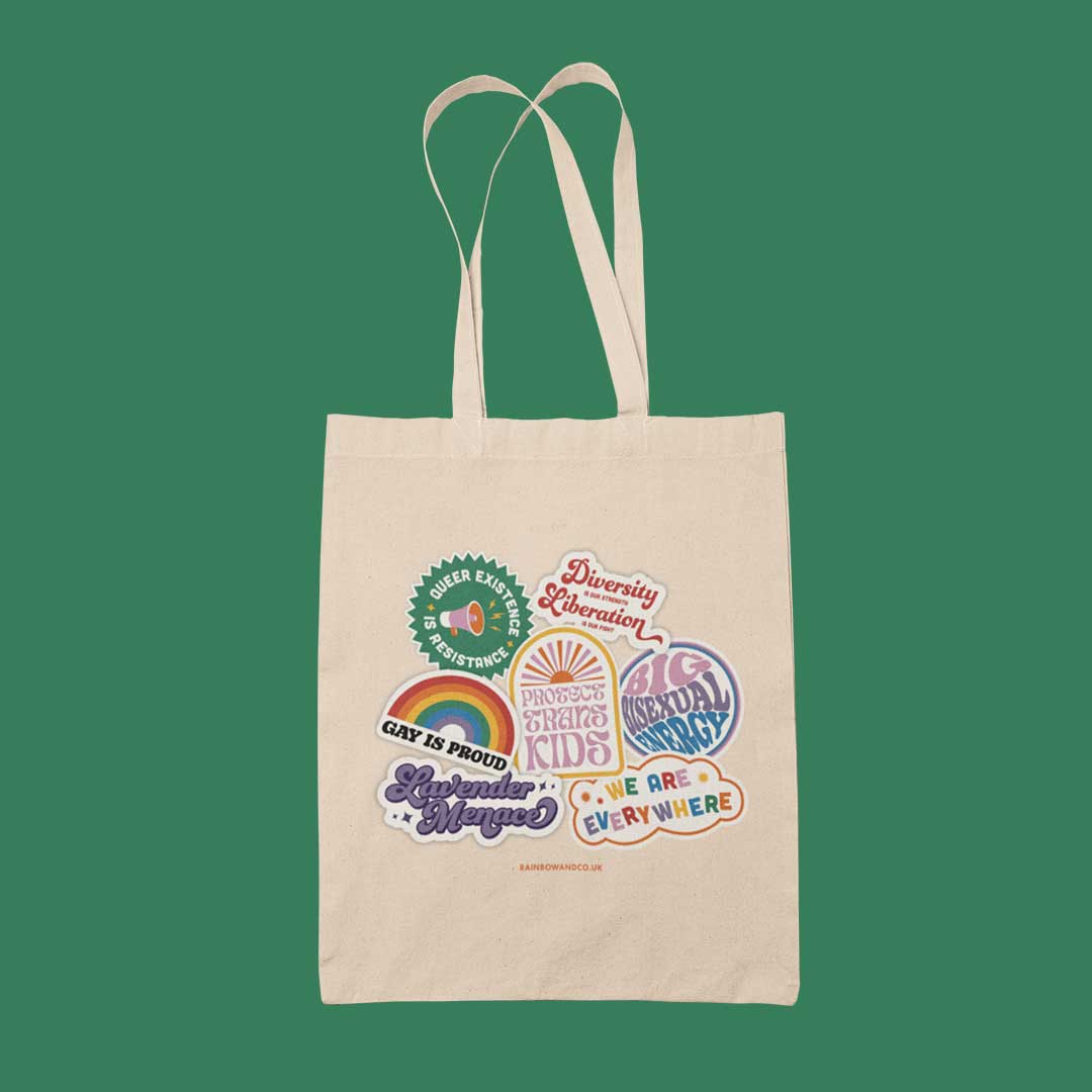Queer Retro Badges Tote Bag - Image 3