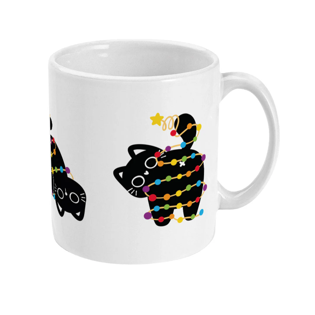 Rainbow Cat Christmas Coffee Mug - Image 3