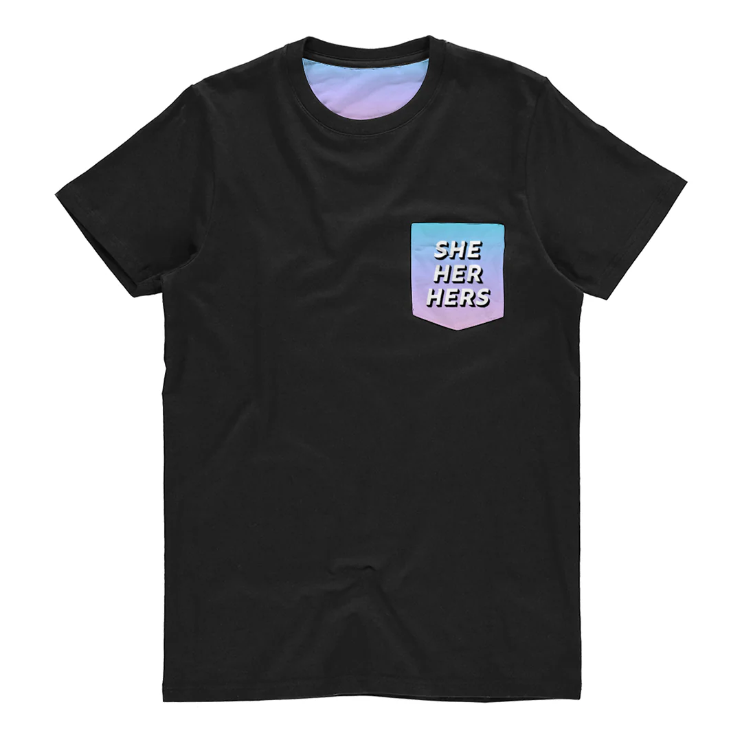 She Her Pronoun Pocket T Shirt - Image 2