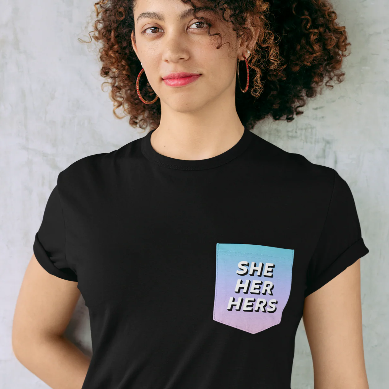 She Her Pronoun Pocket T Shirt - Image 5