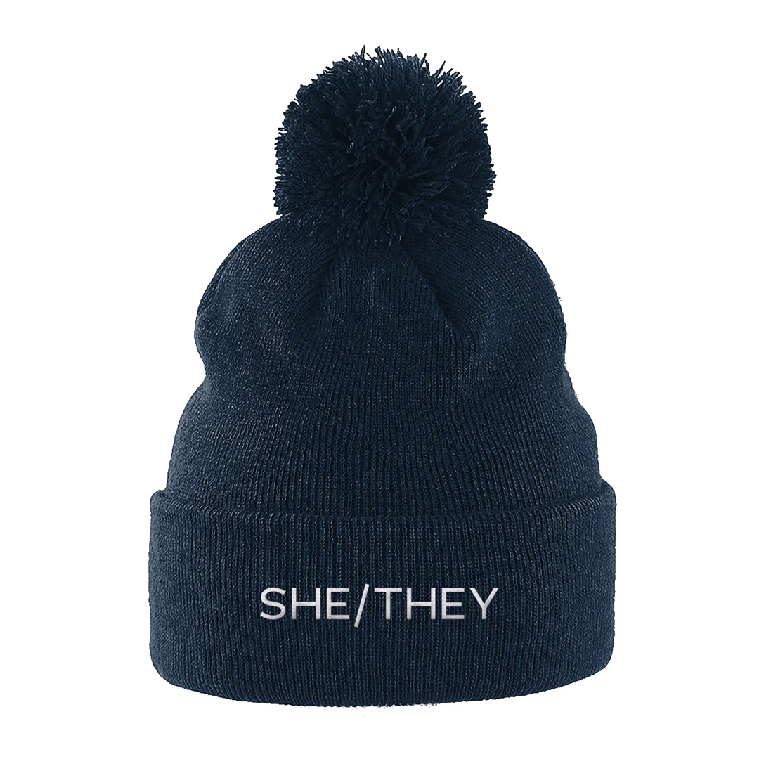She/They Pronouns Beanie Hat - Image 3