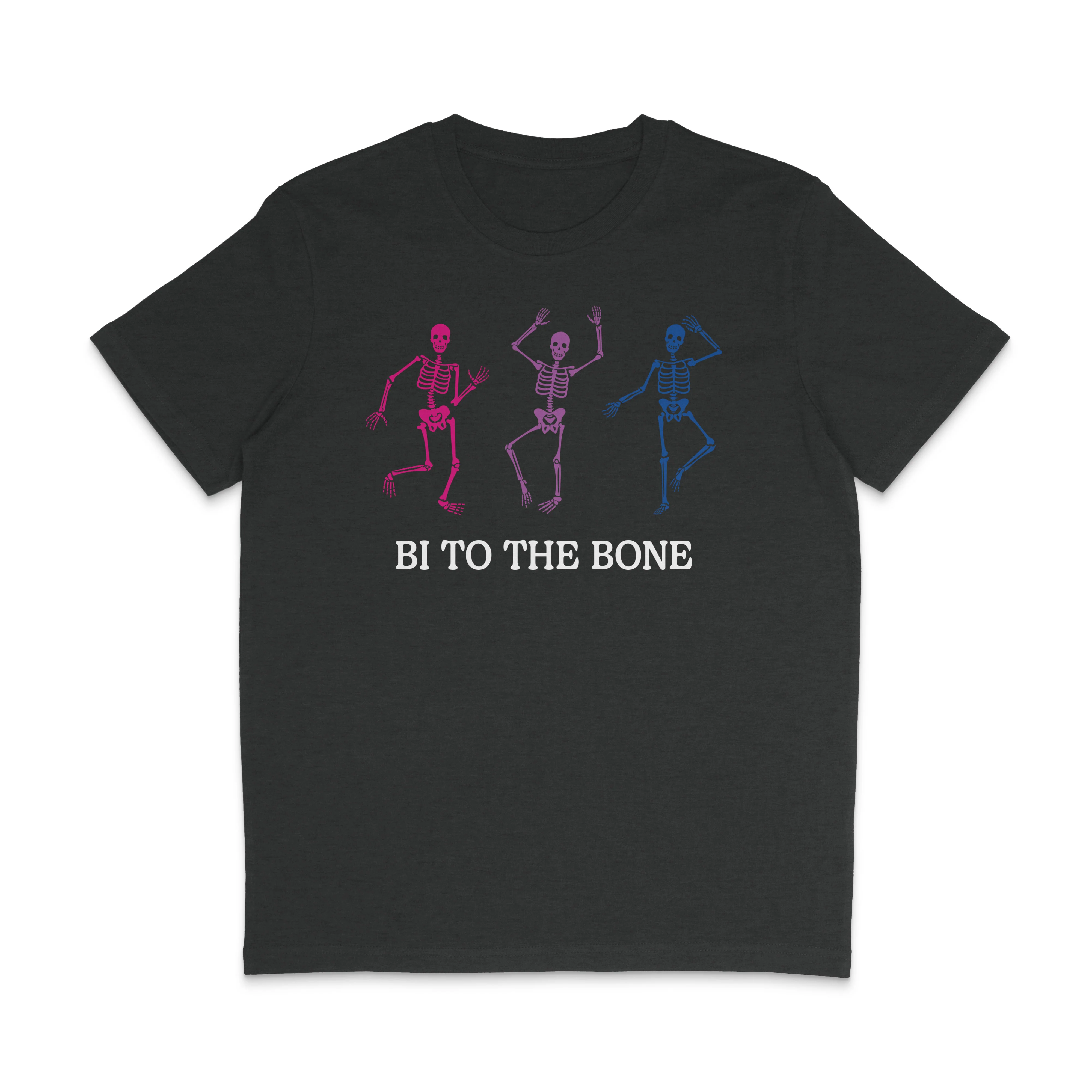 Skeleton Bi To The Bone Halloween Pride Shirt - Image 2