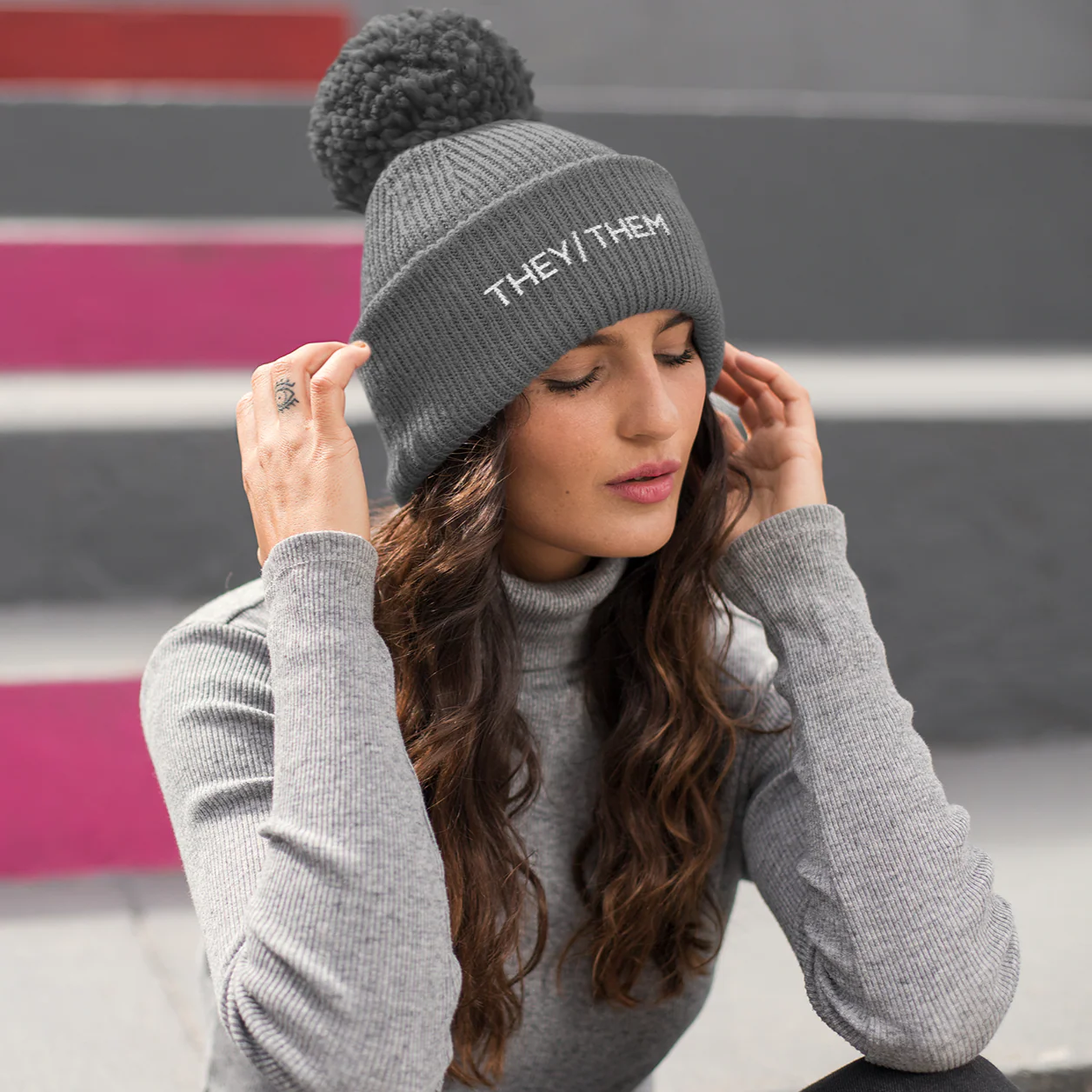 They/Them Pronouns Beanie Hat - Image 6