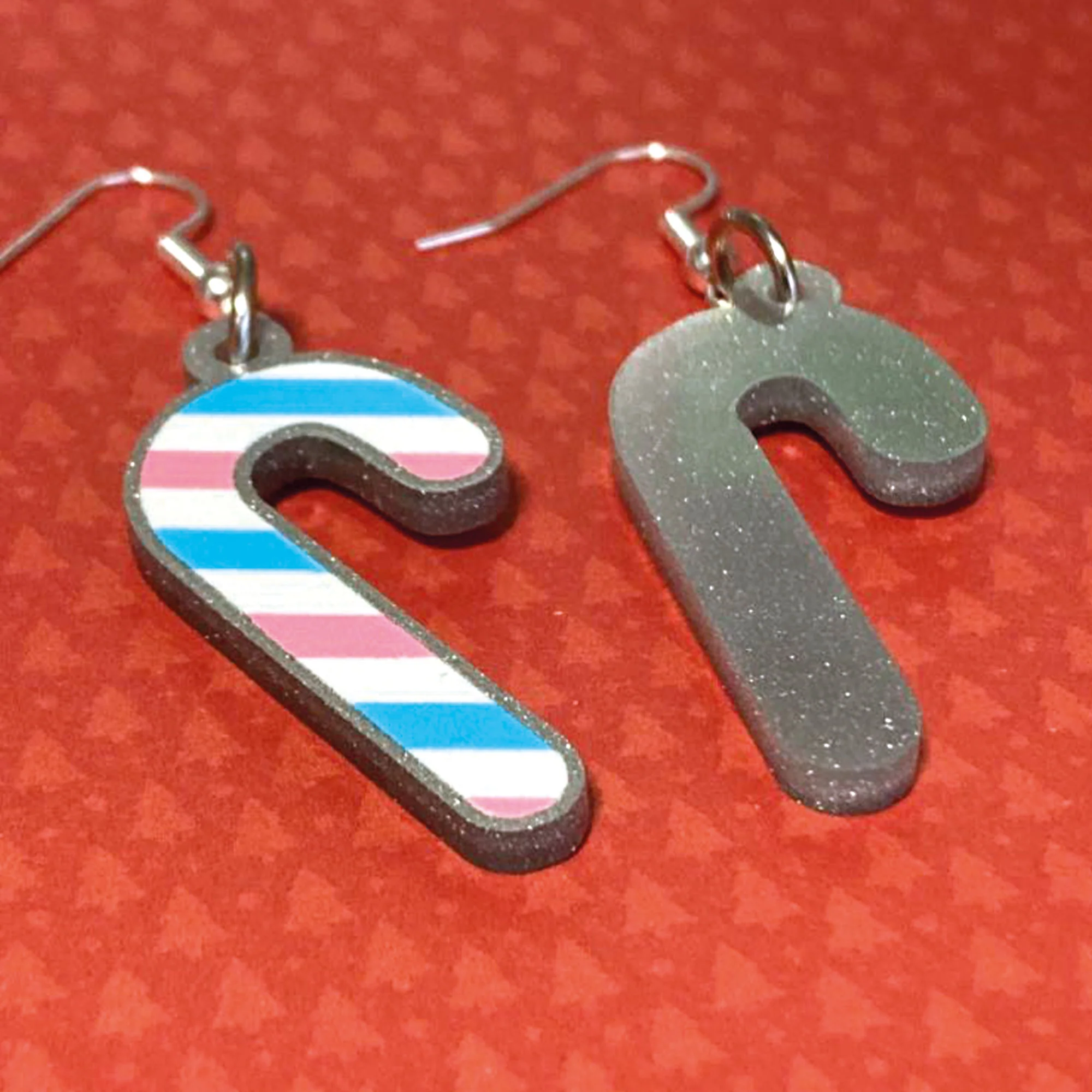 Transgender Candy Cane Christmas Earrings - Image 3