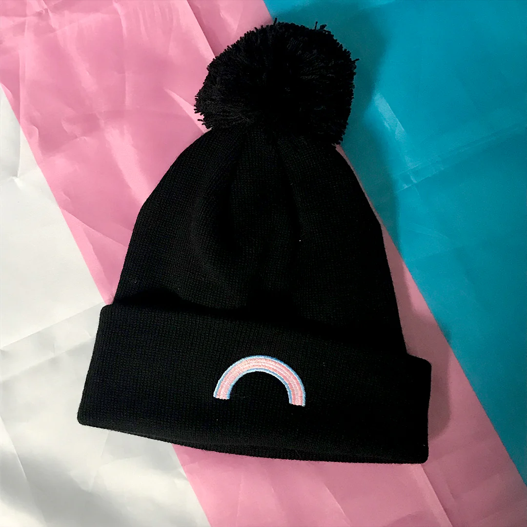 Transgender Rainbow Beanie Hat - Image 4