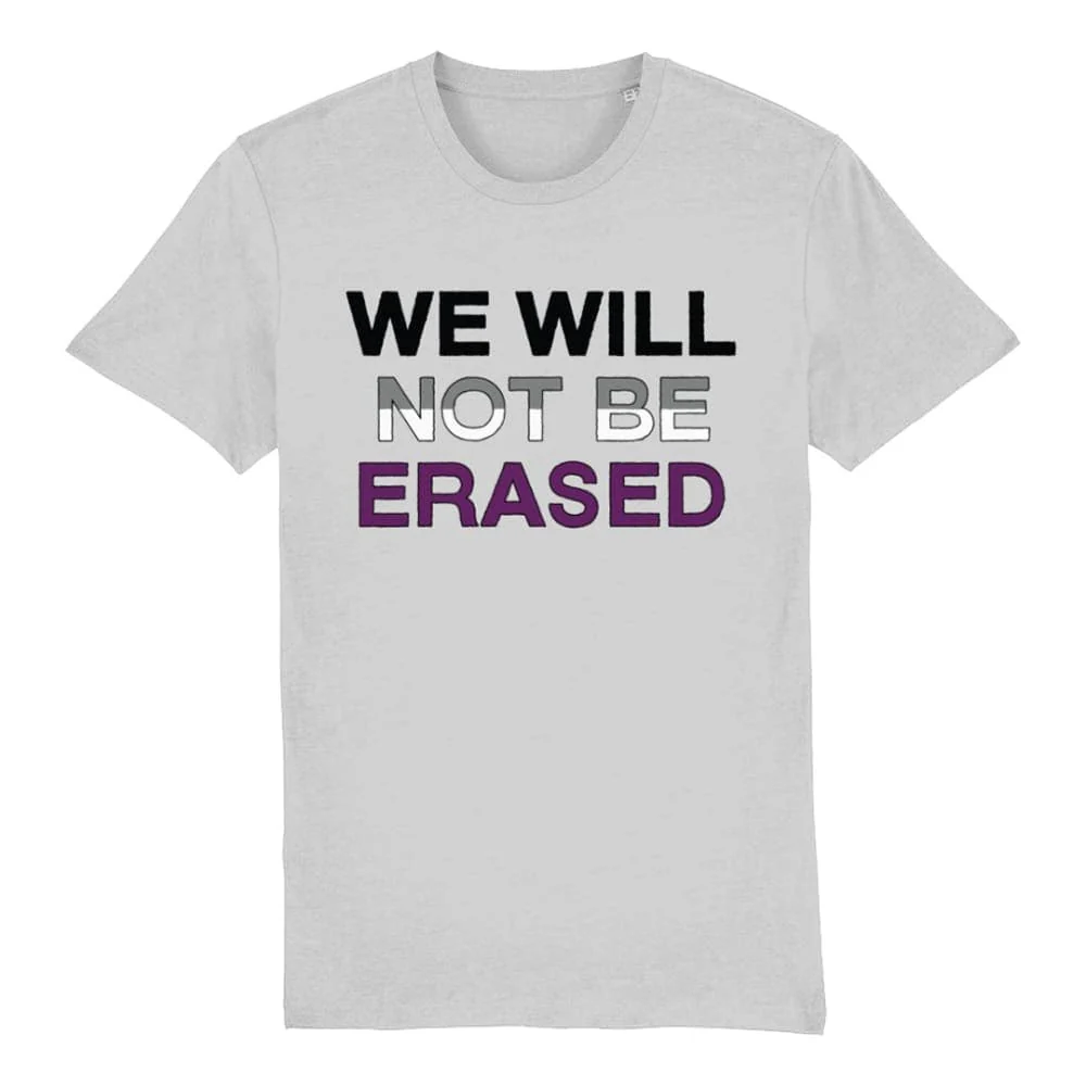We Will Not Be Erased - Asexual Flag T Shirt - Image 2
