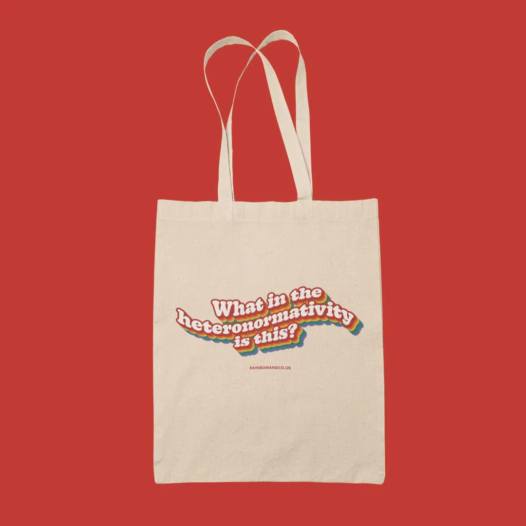 What in the Heteronormativity is This? Retro Tote Bag - Image 2
