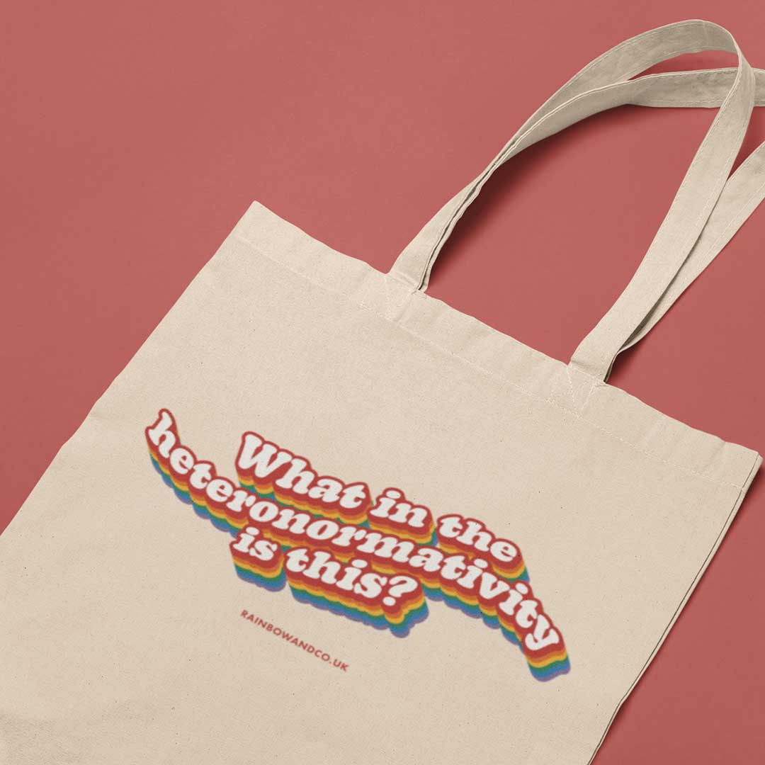 What in the Heteronormativity is This? Retro Tote Bag - Image 3