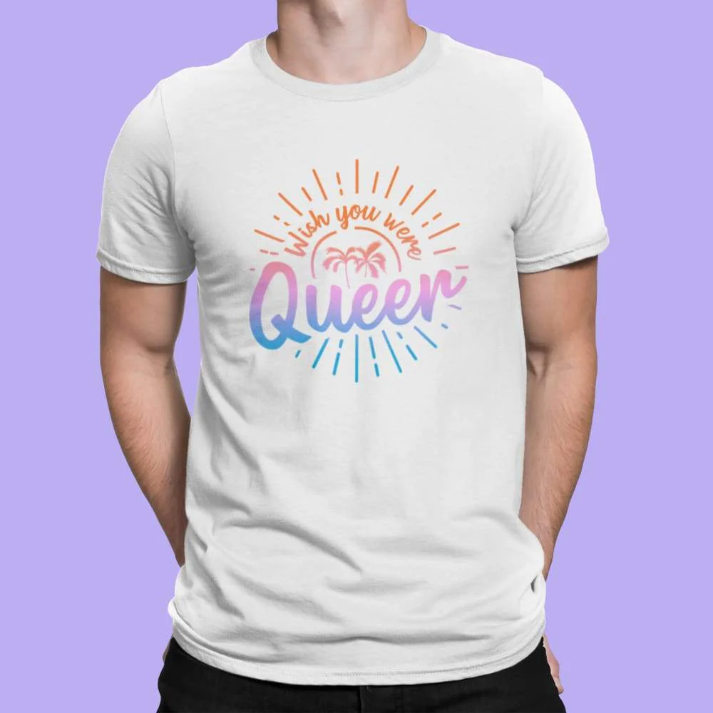 Wish You Were Queer T Shirt - Image 3